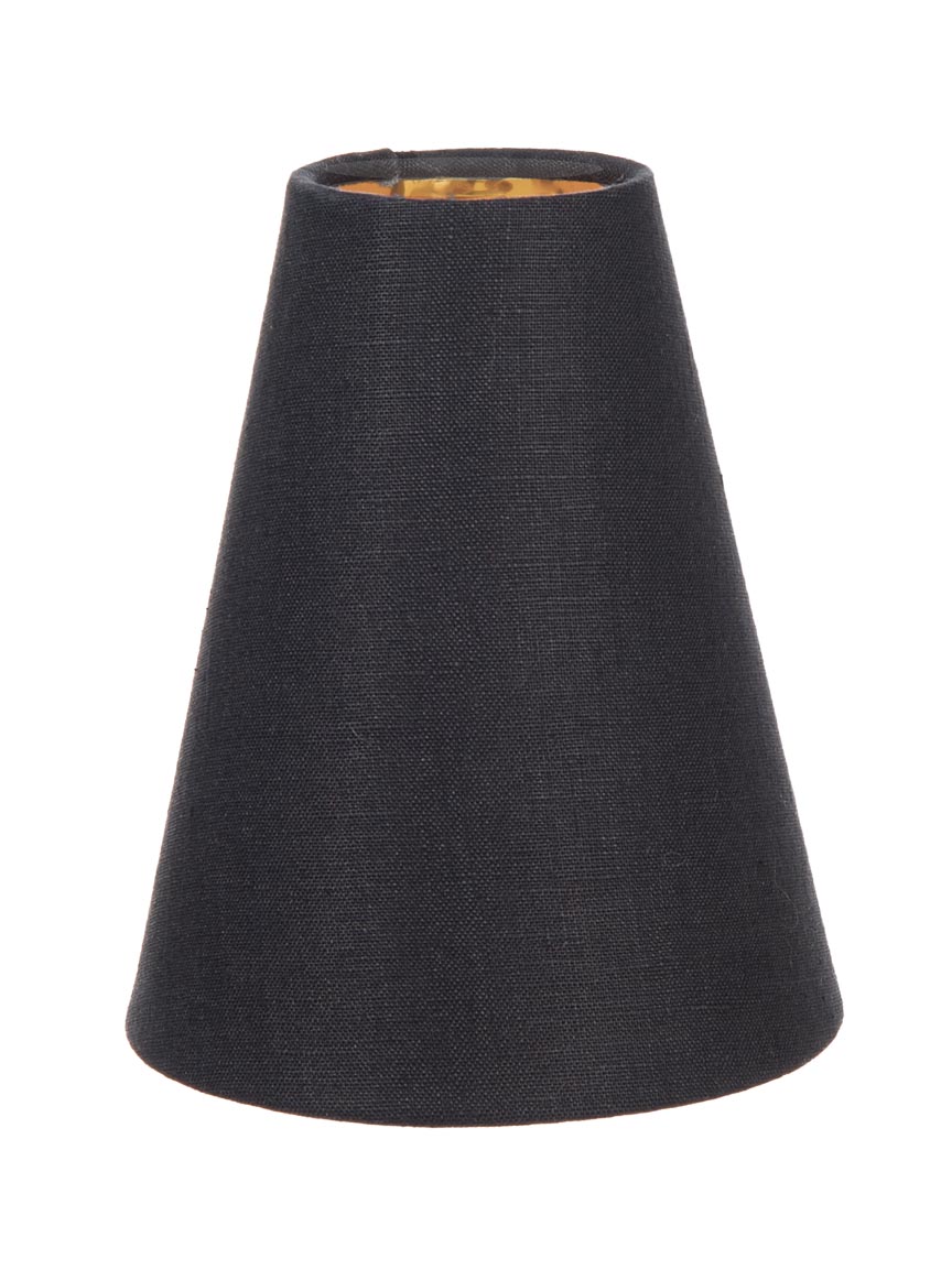 Tapered Deep Empire style Chandelier Shades, Black Linen with gold foil lining