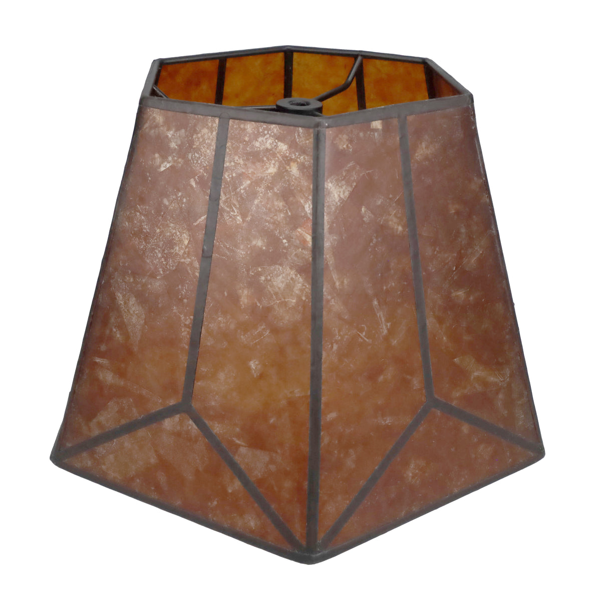 Amber Hexagon Style Mica Lampshade, 1/2" Recessed Washer Fitter