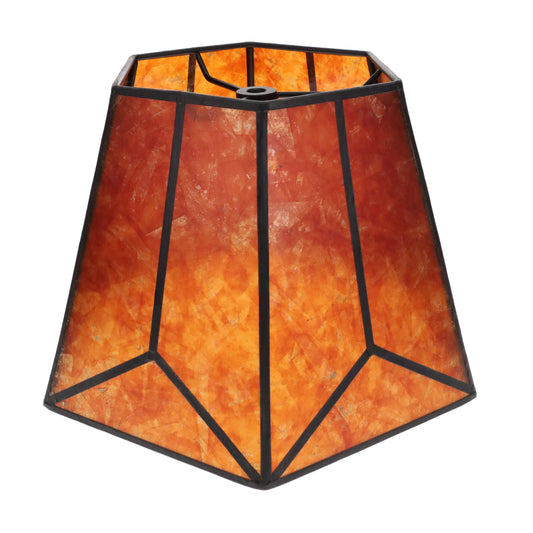 Amber Hexagon Style Mica Lampshade, 1/2" Recessed Washer Fitter