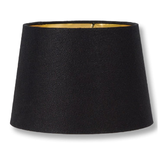 Retro Drum Lamp Shade, Black Color, 100% Fine Linen Material, Gold Foil Lining