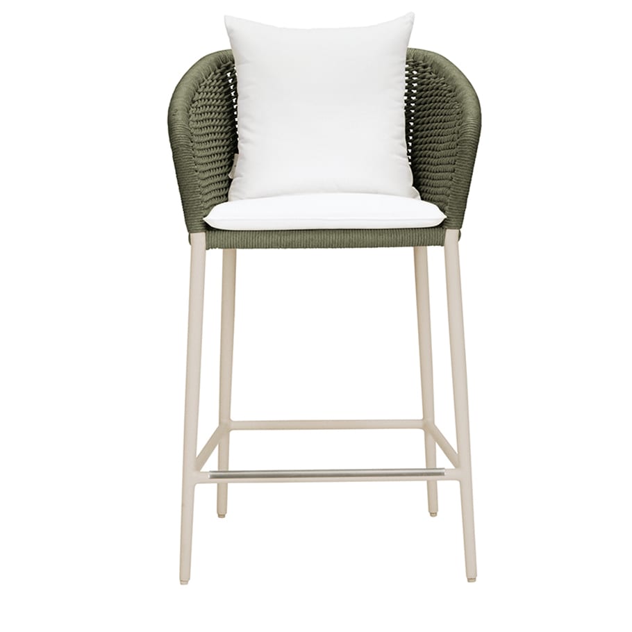 Knot Counter Stool With Arms by JANUS et Cie in Alabaster/Olive