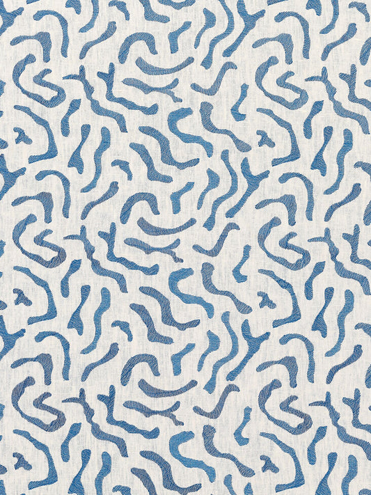Keros Embroidered Linen Fabric by Vaughan in Blue