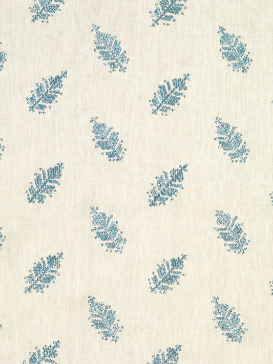 Santorini Hand Embroidered Linen Fabric by Vaughan in Blue