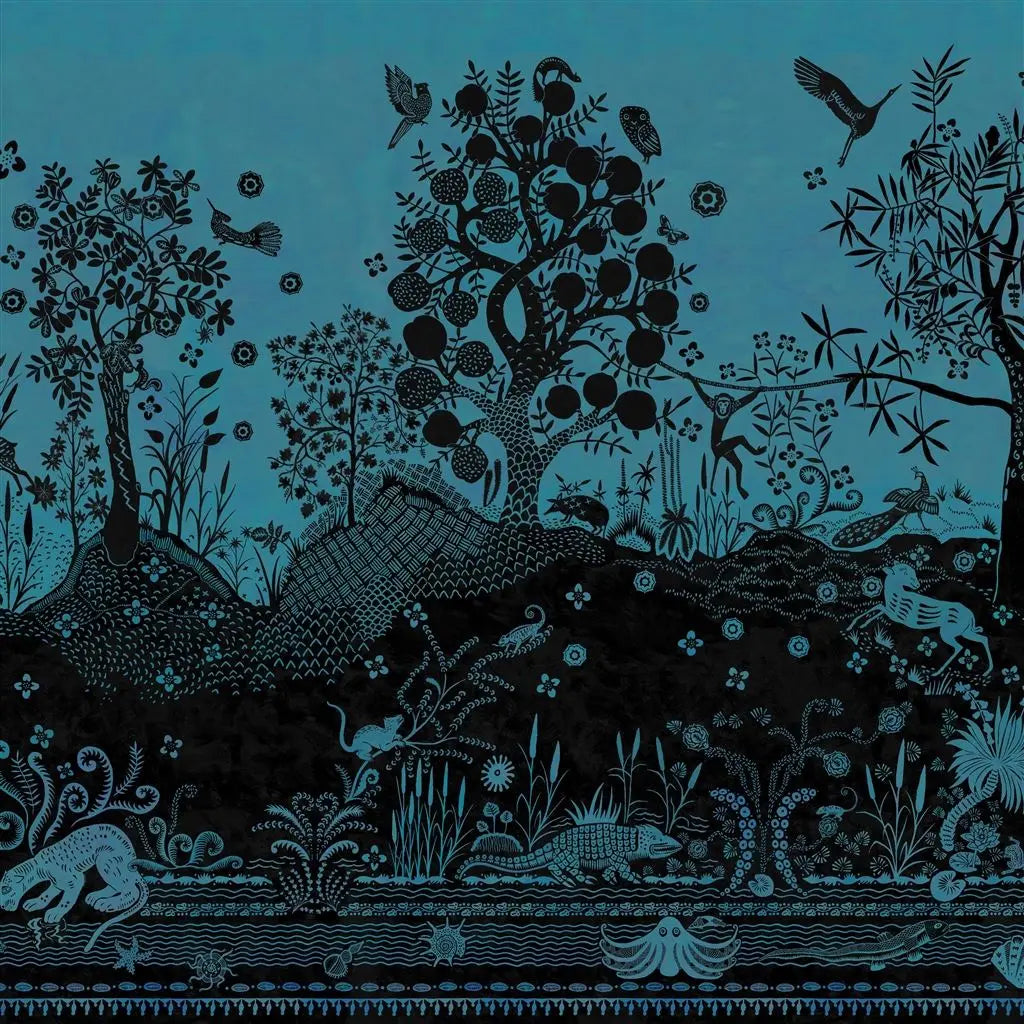 Bois Paradis Wallpaper Panel by Christian Lacroix in Bleu Nigelle