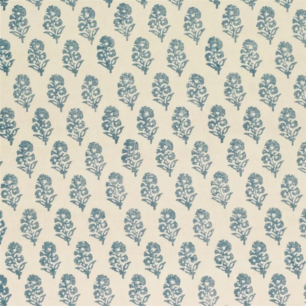 Allie Blockprint Fabric by Ralph Lauren in Chambray
