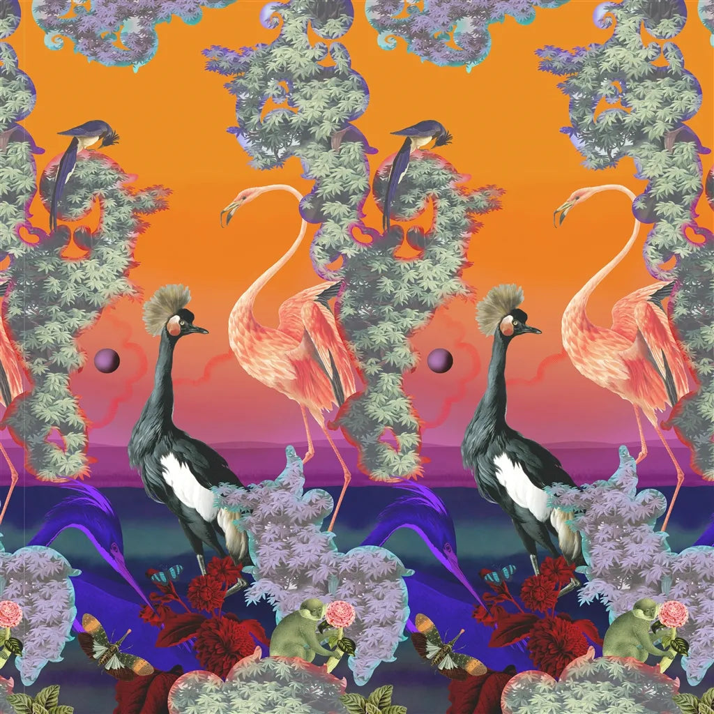 Novafrica Sunset Scene 1 Wallpaper Panel by Christian Lacroix in Tangerine