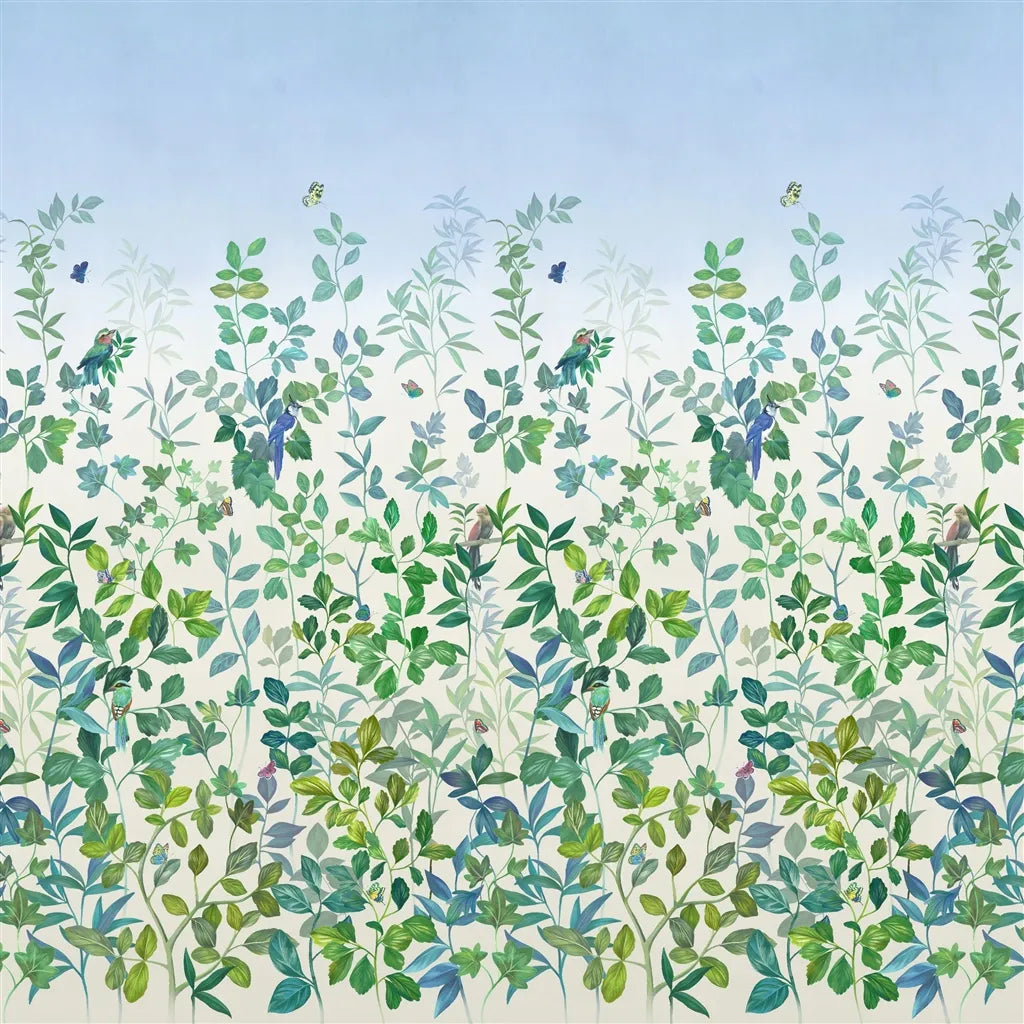 Voliere Wallpaper Panel by Designers Guild in Sky