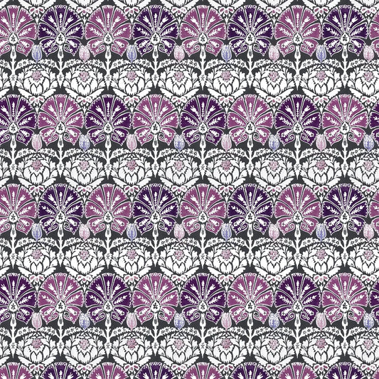 Ottoman Damask Fabric by William Yeoward in Aubergine