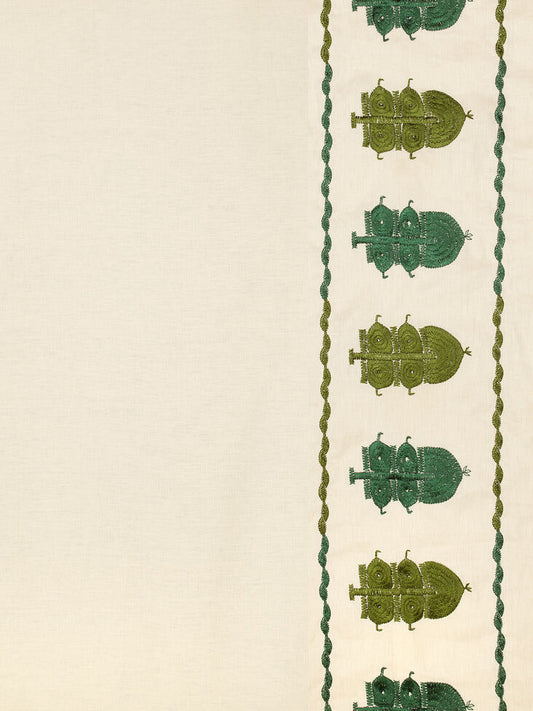 Jarogo Embroidered Linen Fabric by Vaughan in Green