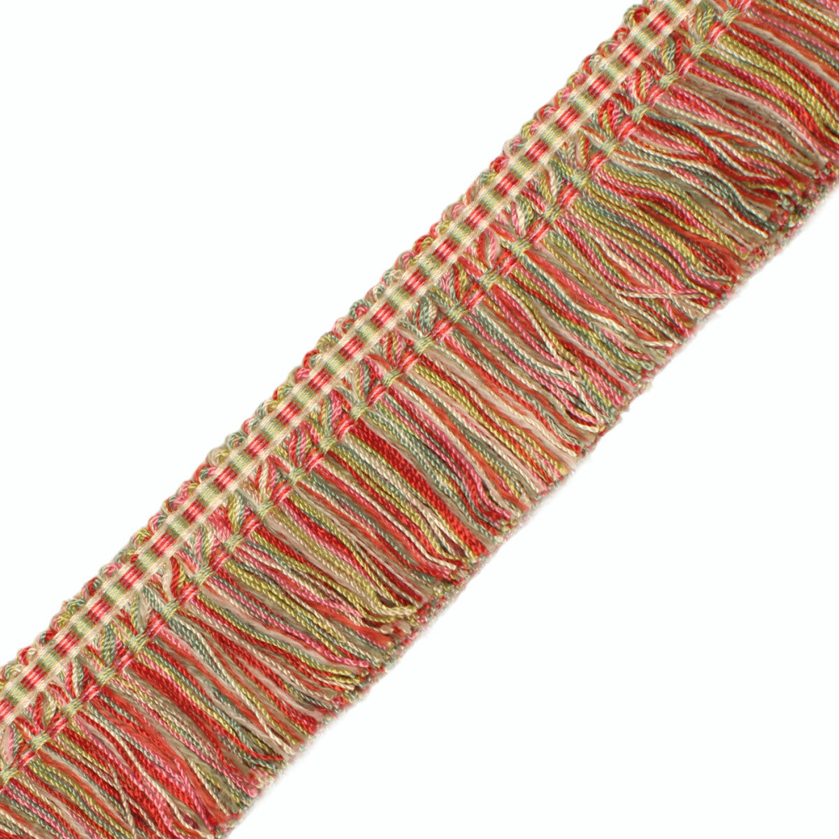 1.5" Dahlia Brush Fringe Trim by Samuel & Sons in Cerise/Celadon/Cream