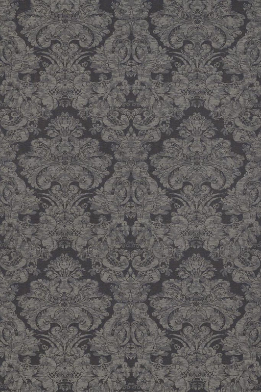 House Ottoman Fabric by Gainsborough in Charcoal / Linen