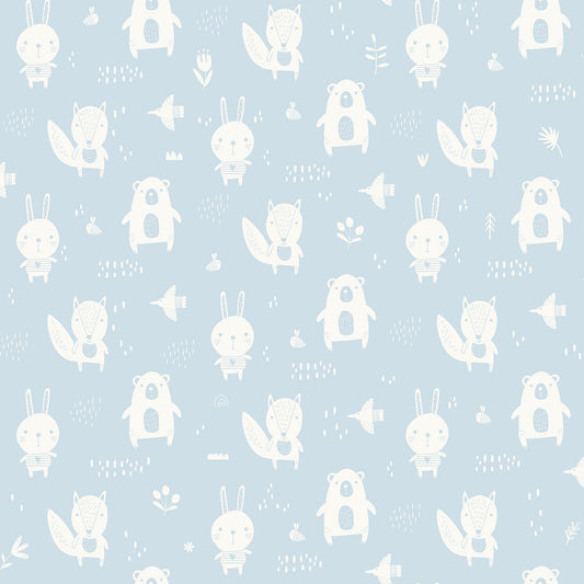 Fable Bitsy Woodland Sky Blue wallpaper by Chesapeake