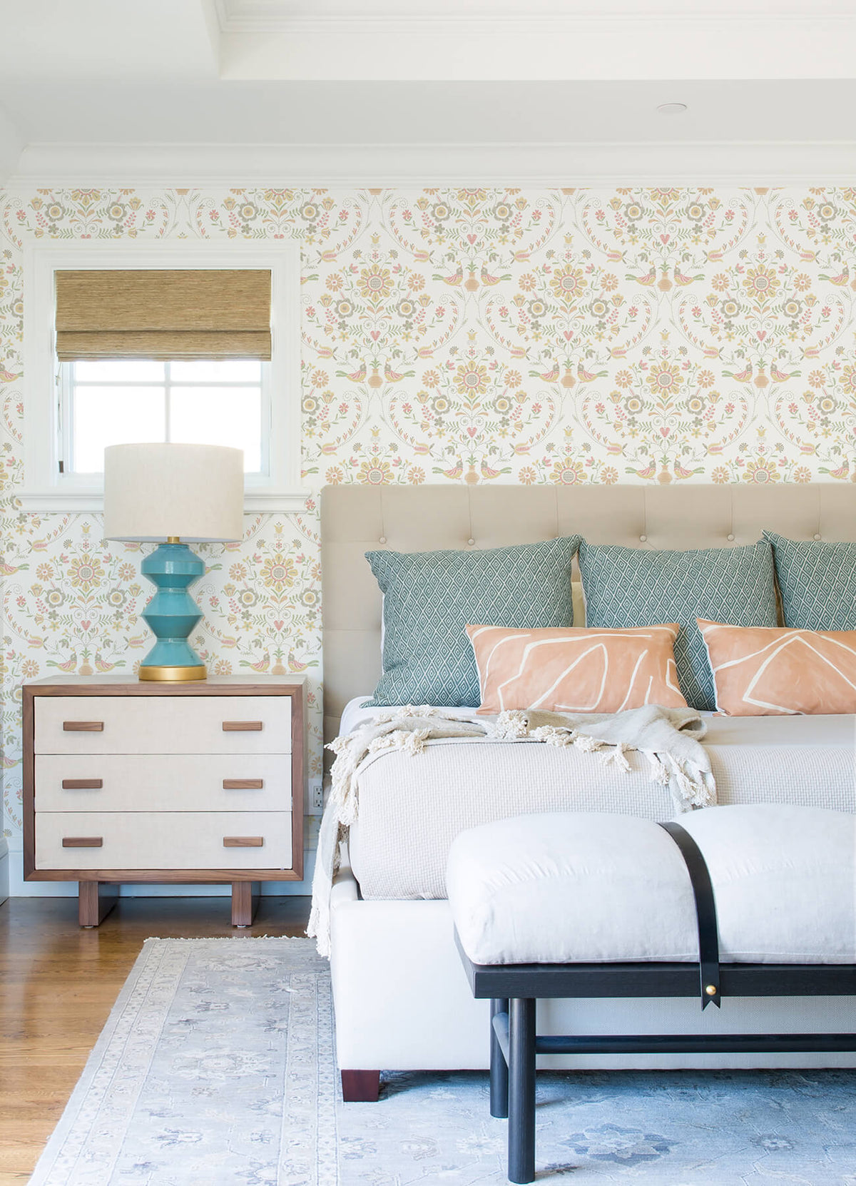 A-Street Prints Hannah Britt Damask Wallpaper, in green, neutral
