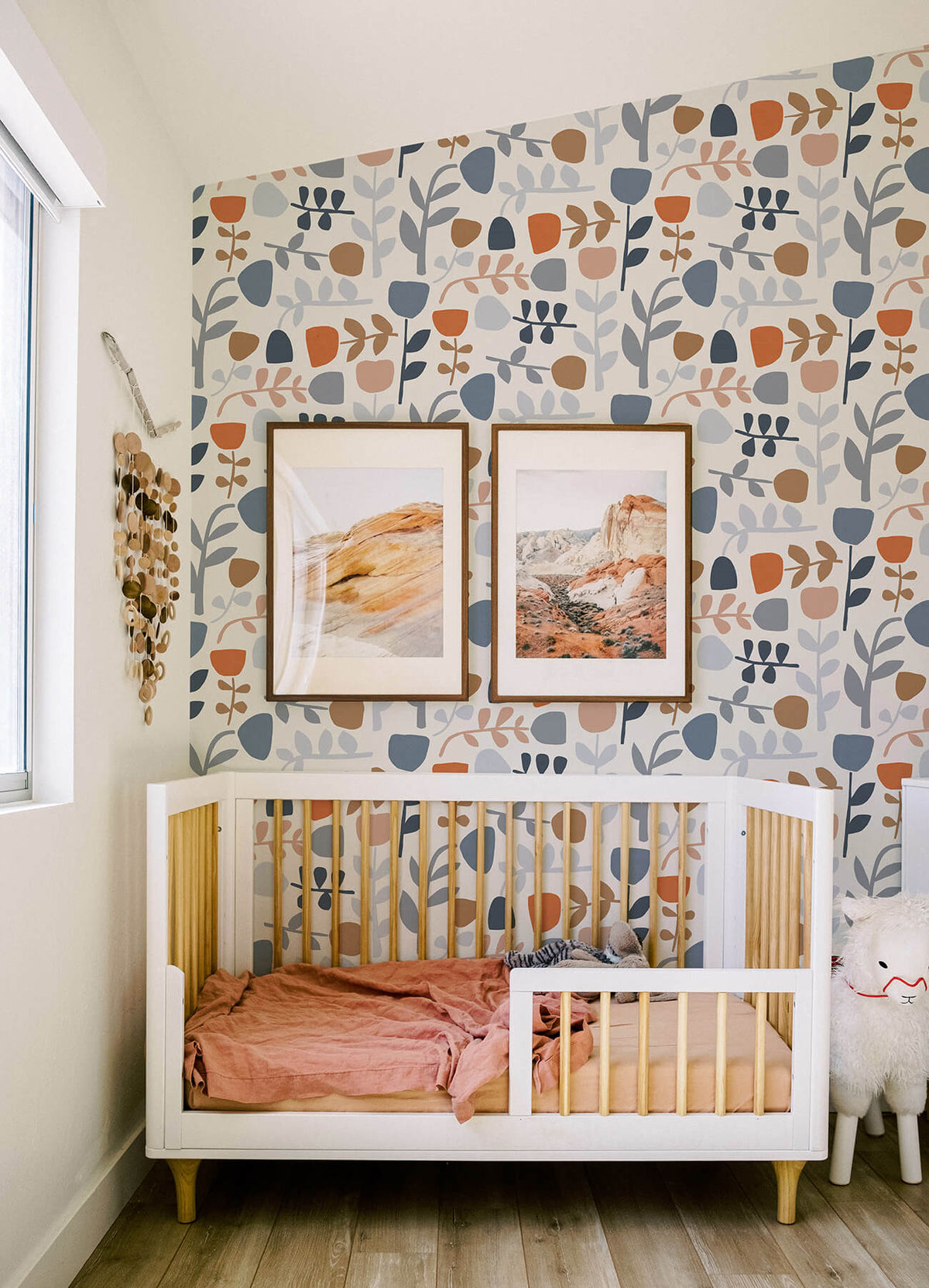 A-Street Prints Hannah Juni Abstract Tulips Wallpaper, botanical / kids in blue, orange
