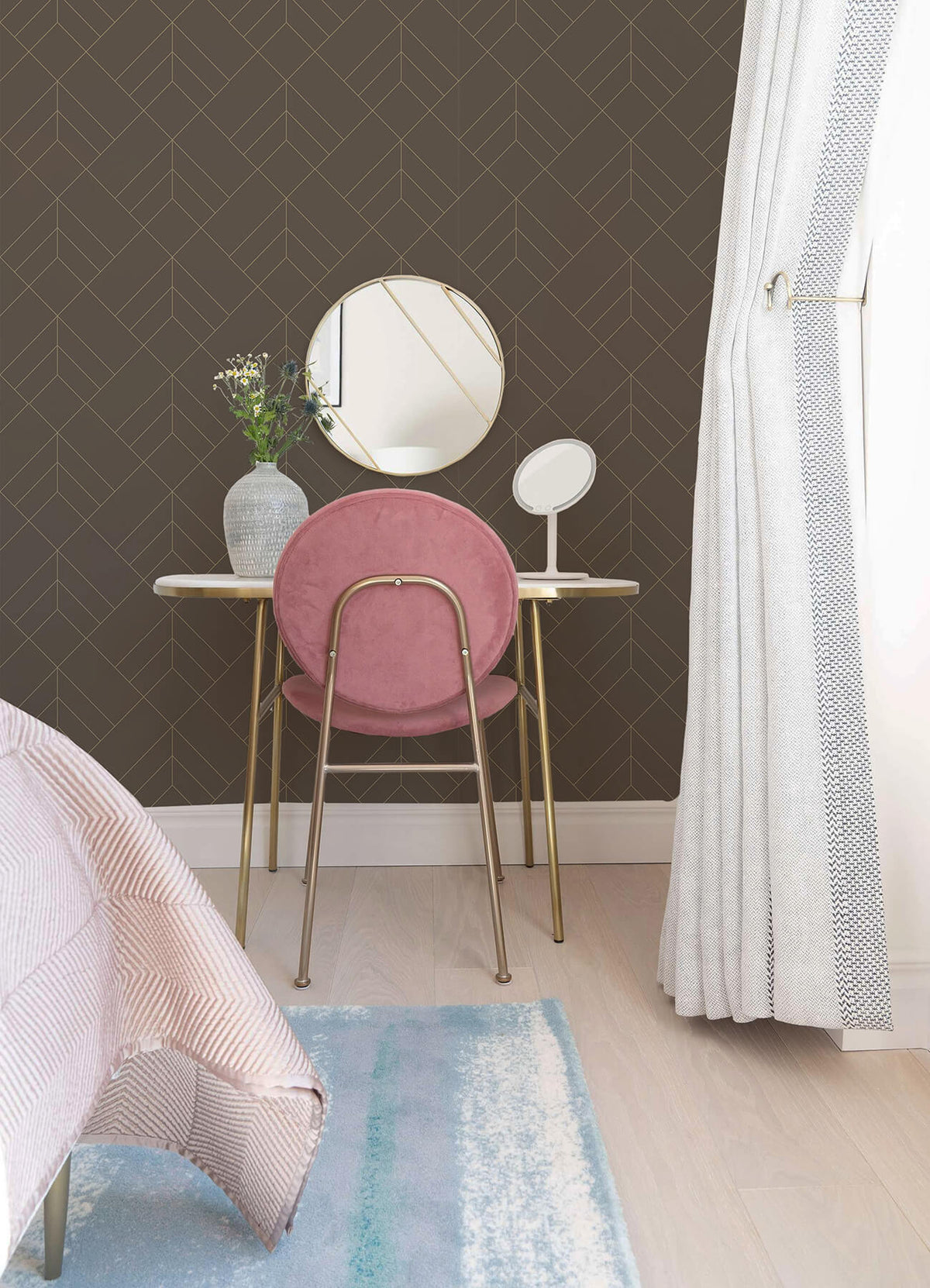 A-Street Prints Hannah Sander Geometric Wallpaper, in grey, blue, brown
