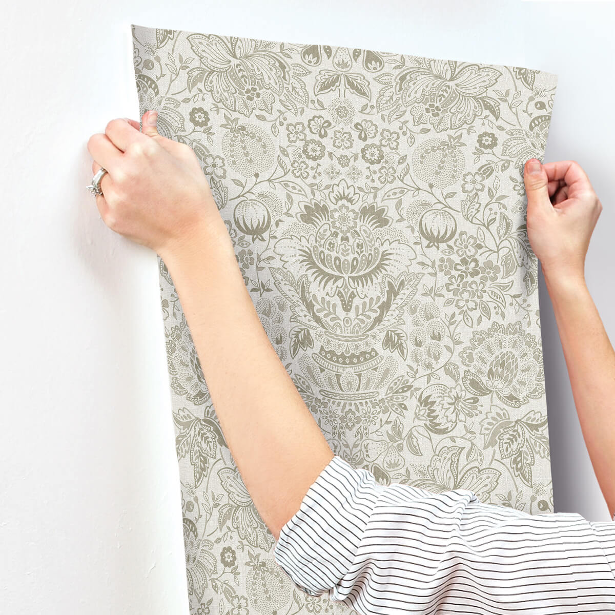 Haberdashery Blanche Floral Damask Wallpaper