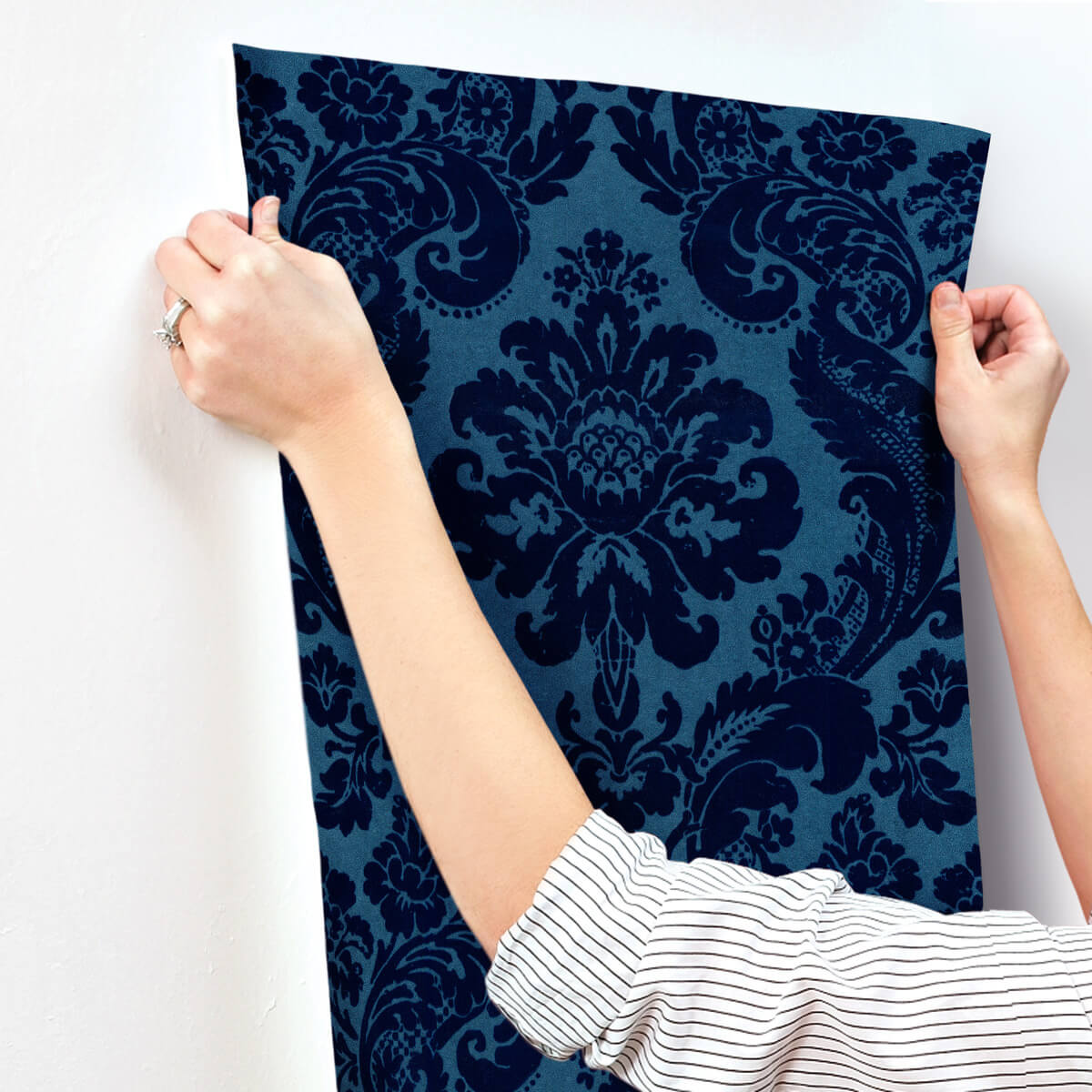 Haberdashery Shadow Flocked Damask Wallpaper