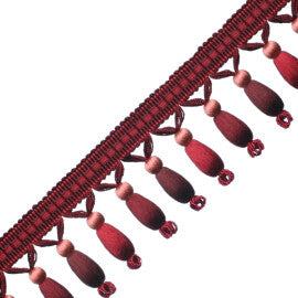 Normandy Silk Beaded Fringe Trim by Samuel & Sons in Rouge