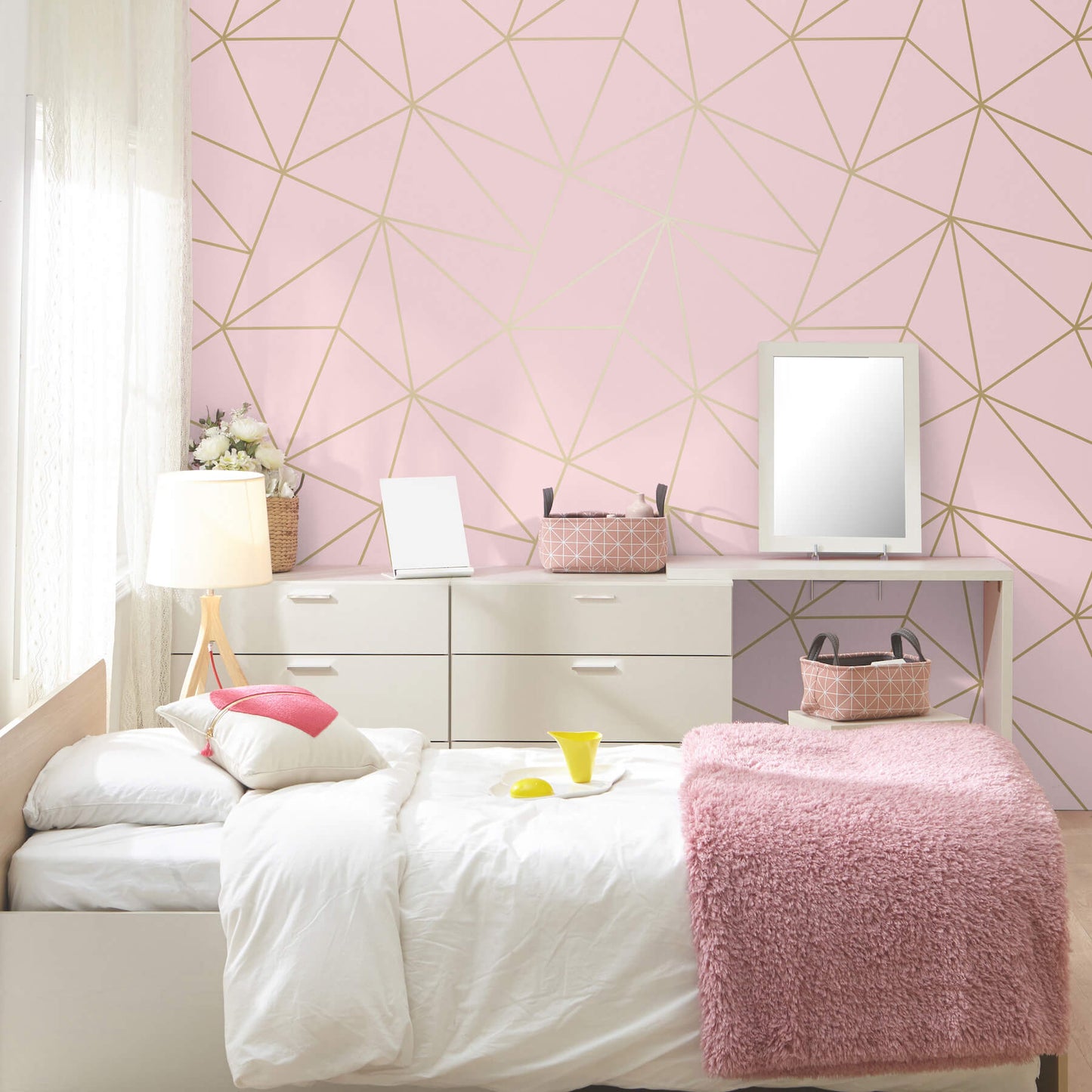 World of Imagination Metallic Triangles Wallpaper