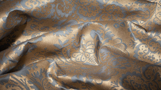 Solimena Fabric by Fortuny in Slate blue & silvery gold