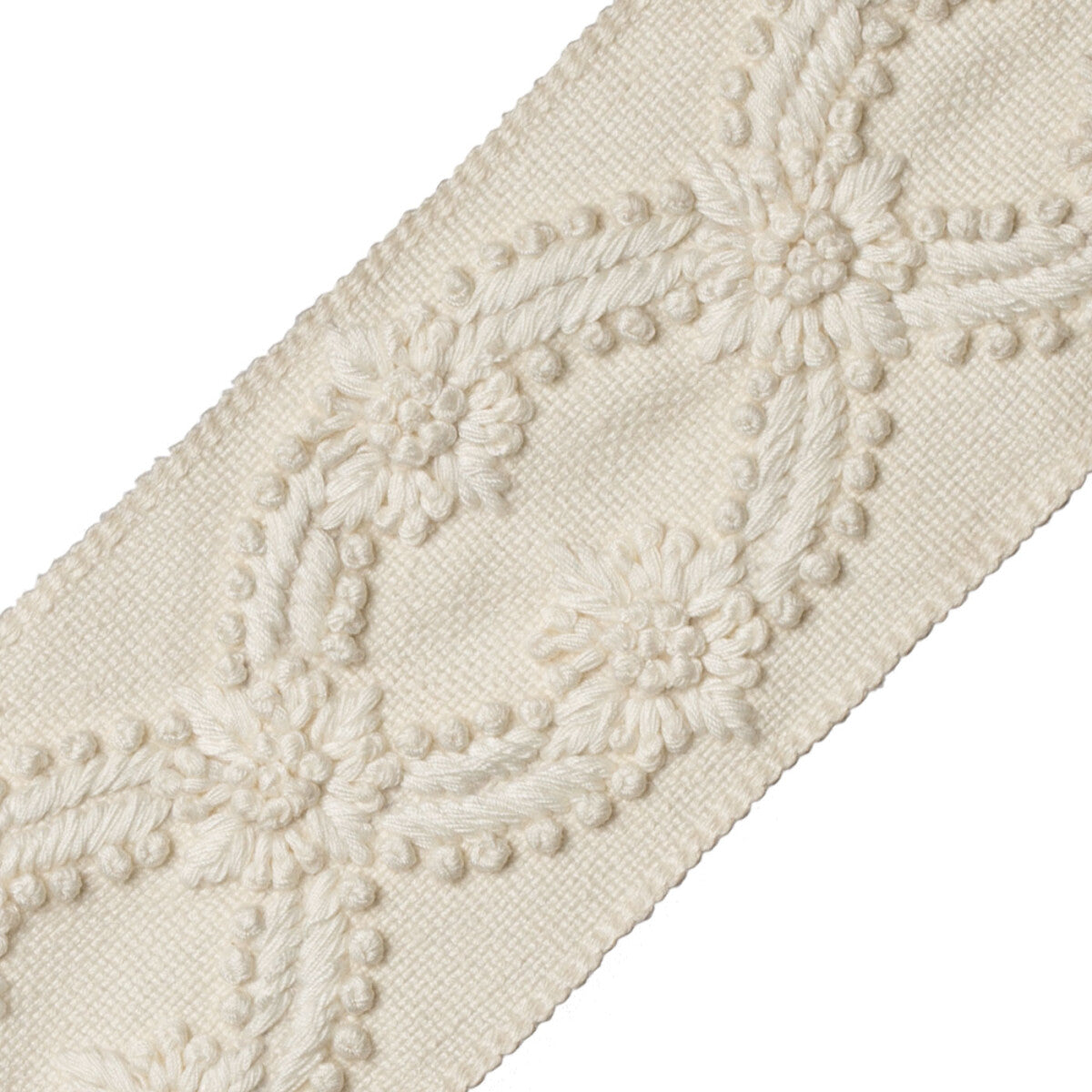Elise Embroidered Border Trim by Samuel & Sons in Alabaster