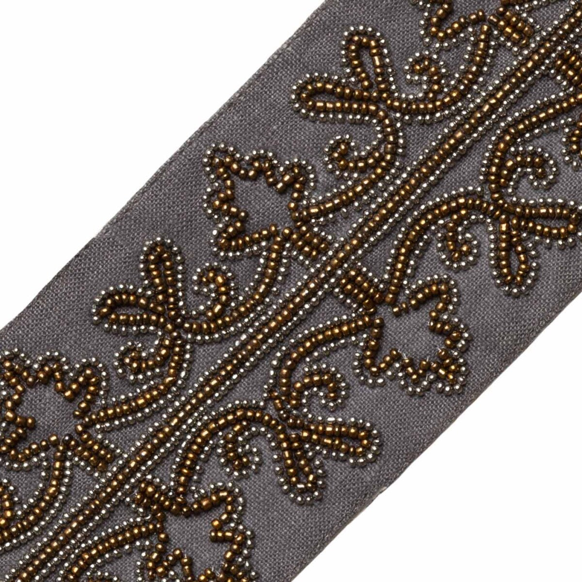 Nova Beaded Border Trim by Samuel & Sons in Bronze