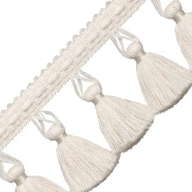 Bali Cotton Tassel Fringe Trim by Samuel & Sons in Cream