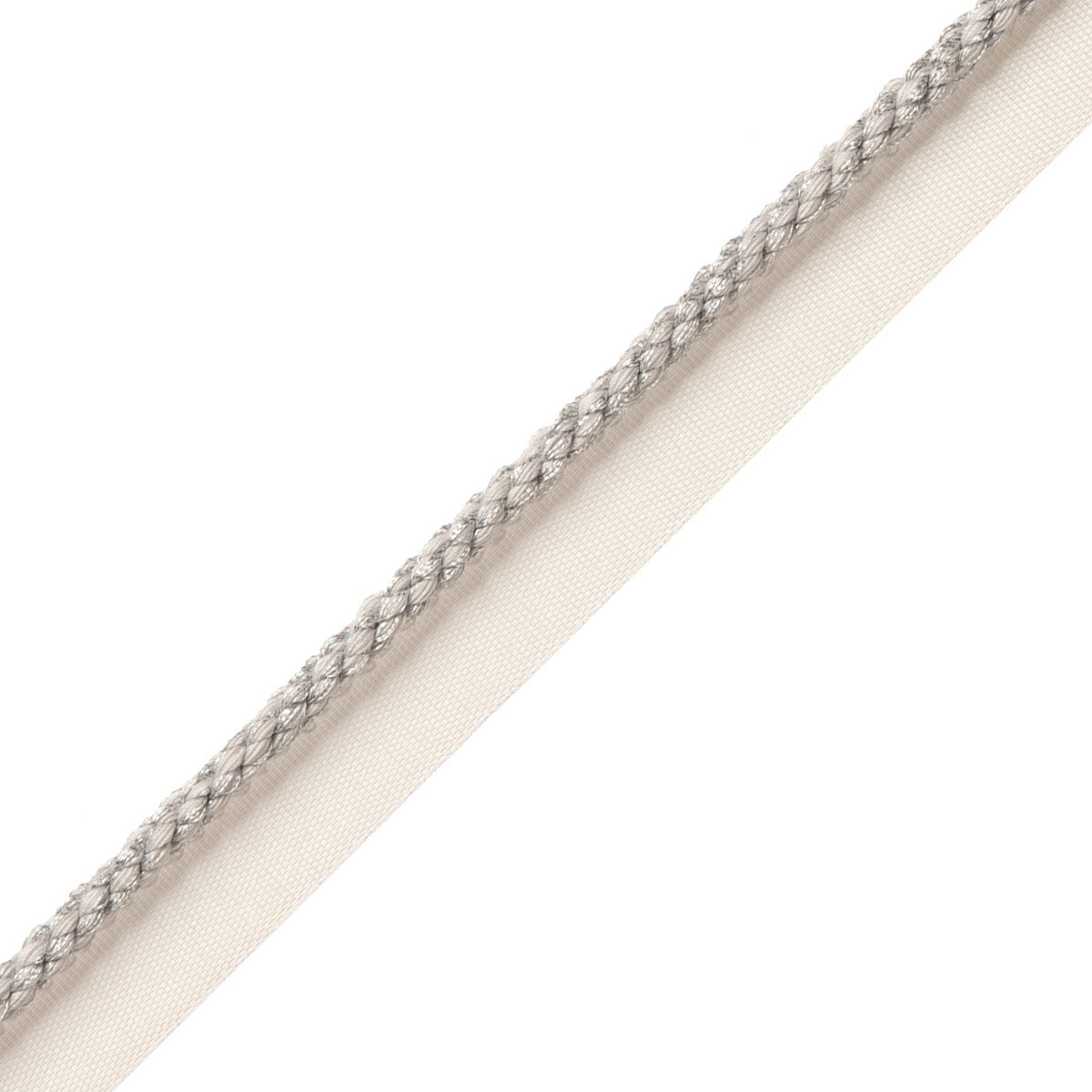 1/4" Cambridge Metallic Cord With Tape Trim by Samuel & Sons in Silver Leaf