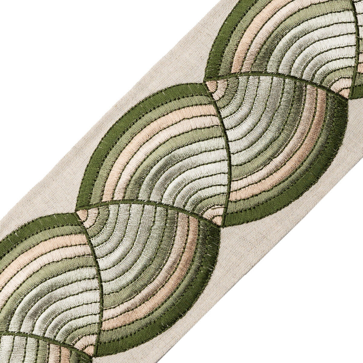 Elora Embroidered Border Trim by Samuel & Sons in Green Tea