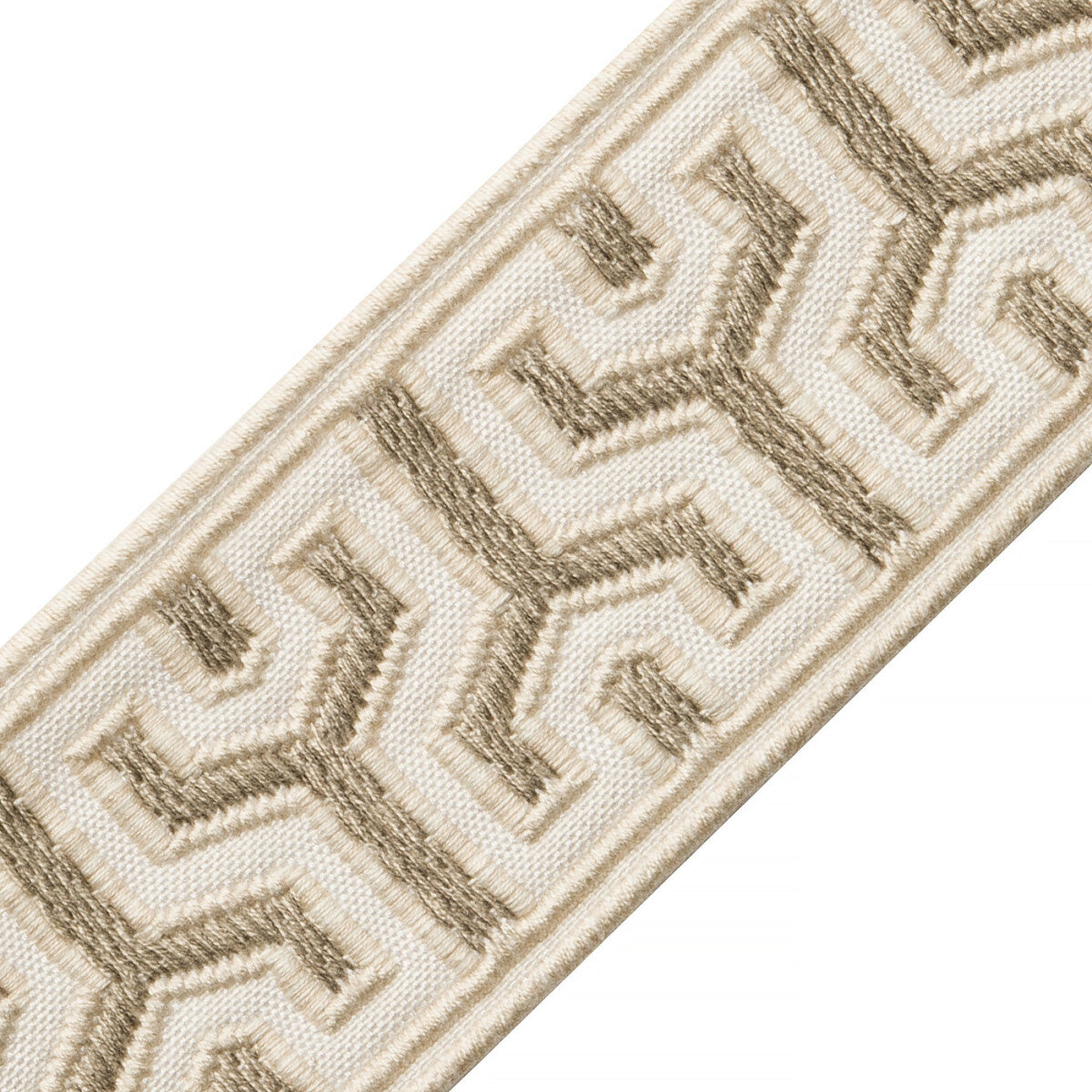 Otero Embroidered Border Trim by Samuel & Sons in White Sands