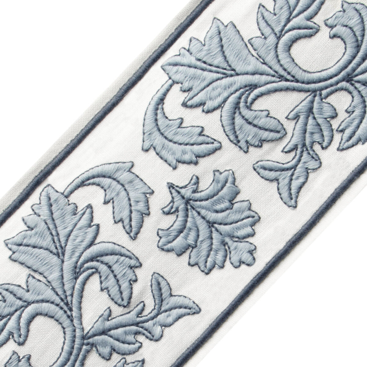 Dorset Embroidered Border Trim by Samuel & Sons in Porcelain