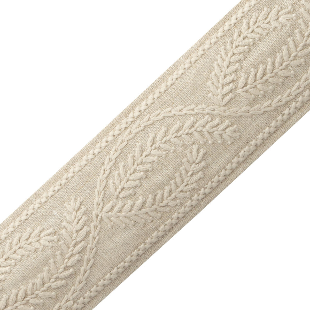 Corsica Embroidered Border Trim by Samuel & Sons in Flax