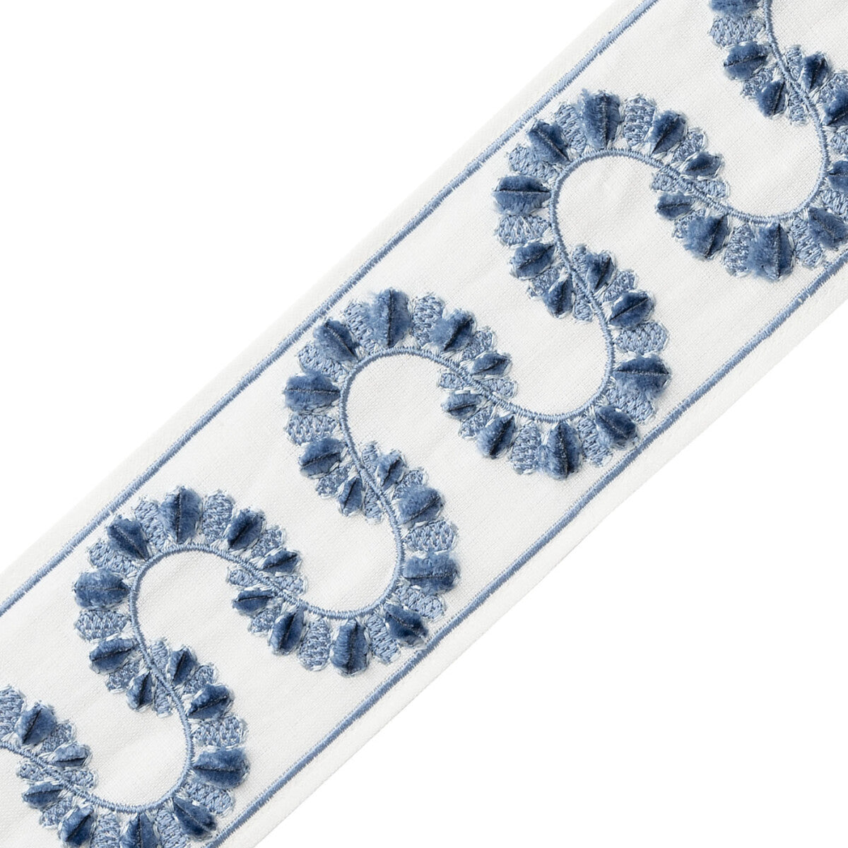 Ilana Embroidered Border Trim by Samuel & Sons in Ocean