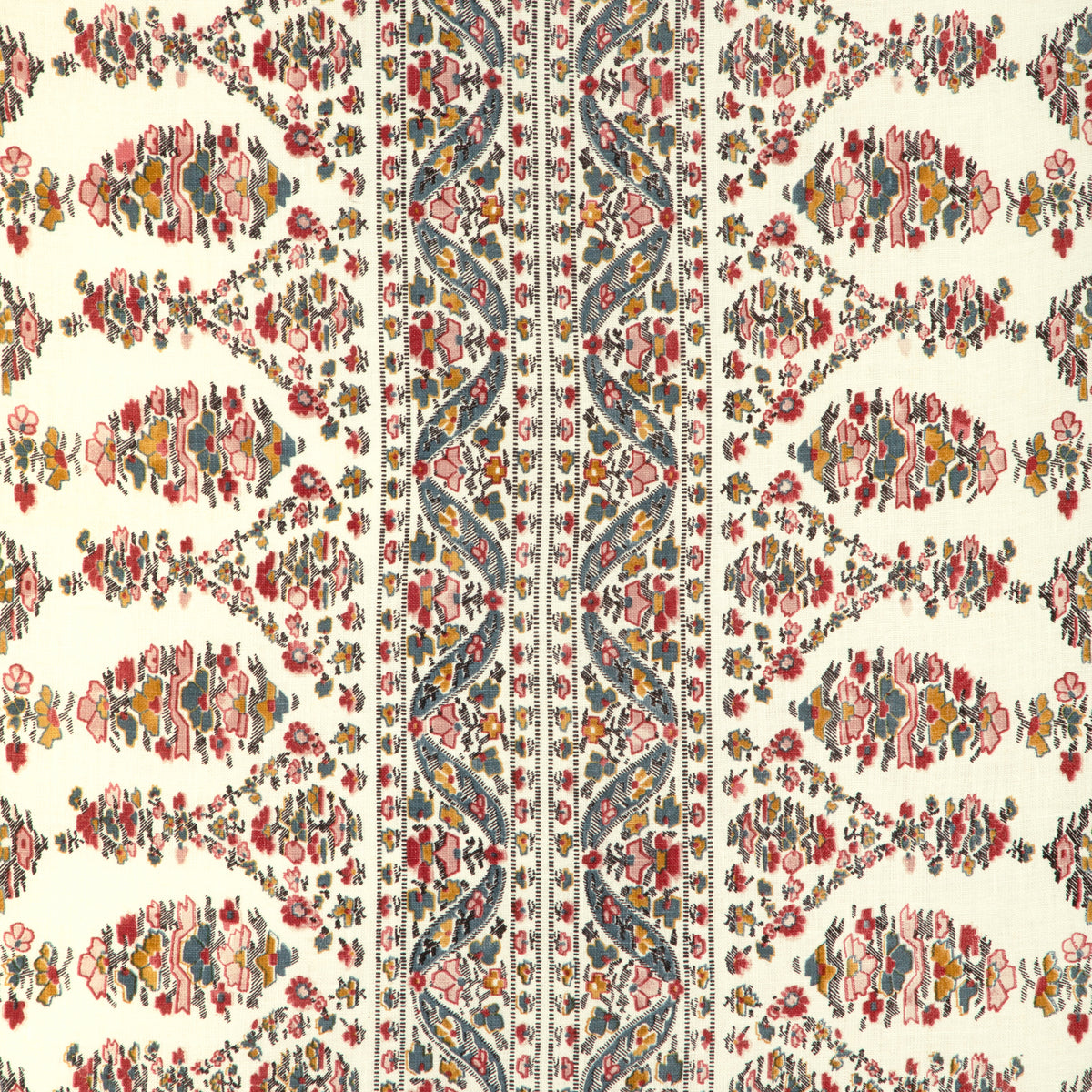 Visan Print Fabric by Brunschwig & Fils in Teal/Rose