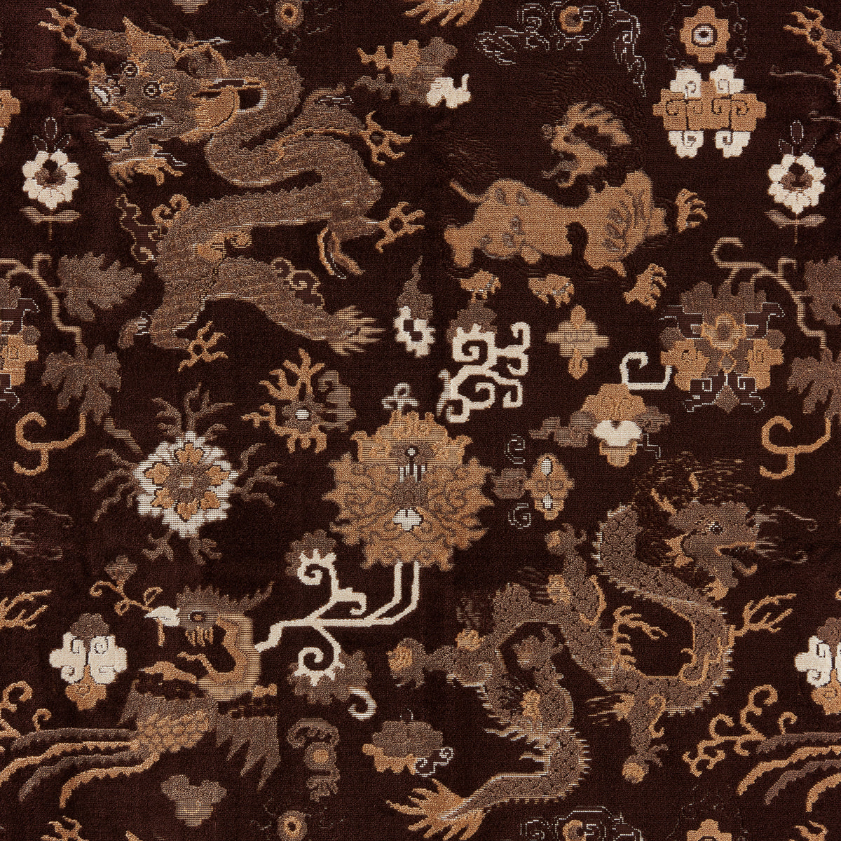 Le Dragon Velvet Fabric by Brunschwig & Fils in Umber