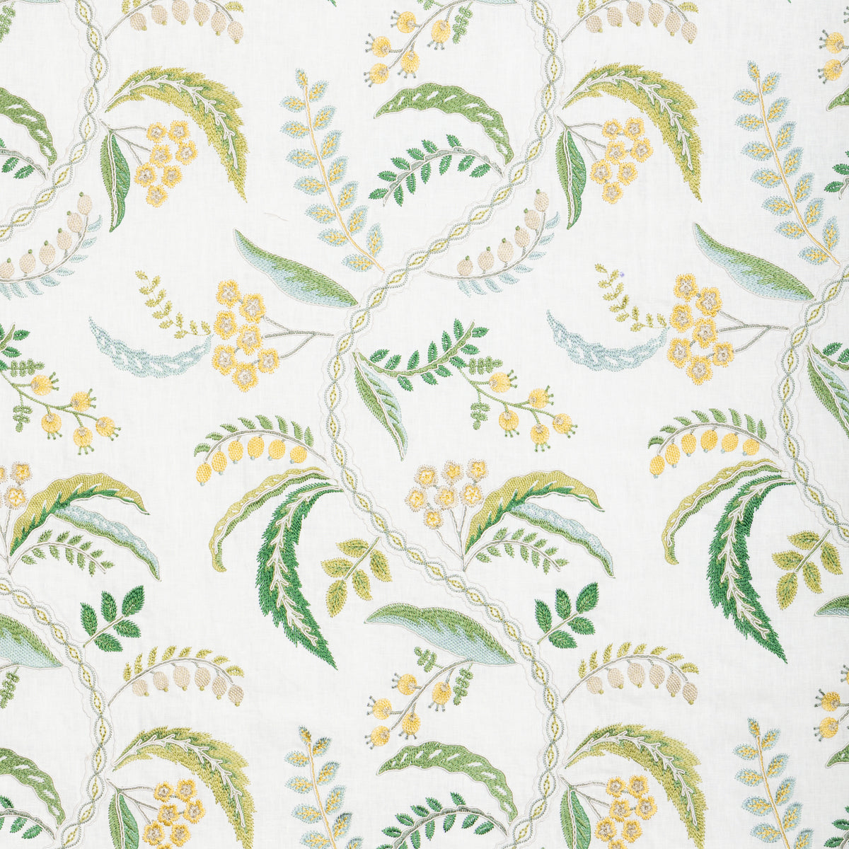 Genive Emb Fabric by Brunschwig & Fils in Vert/Soleil