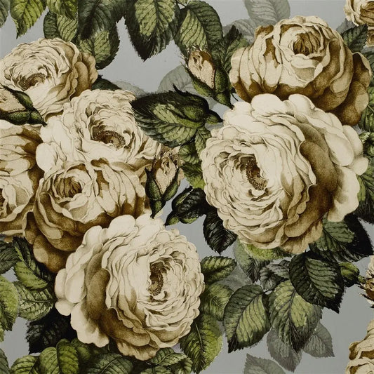The Rose Wallpaper by John Derian in Steel