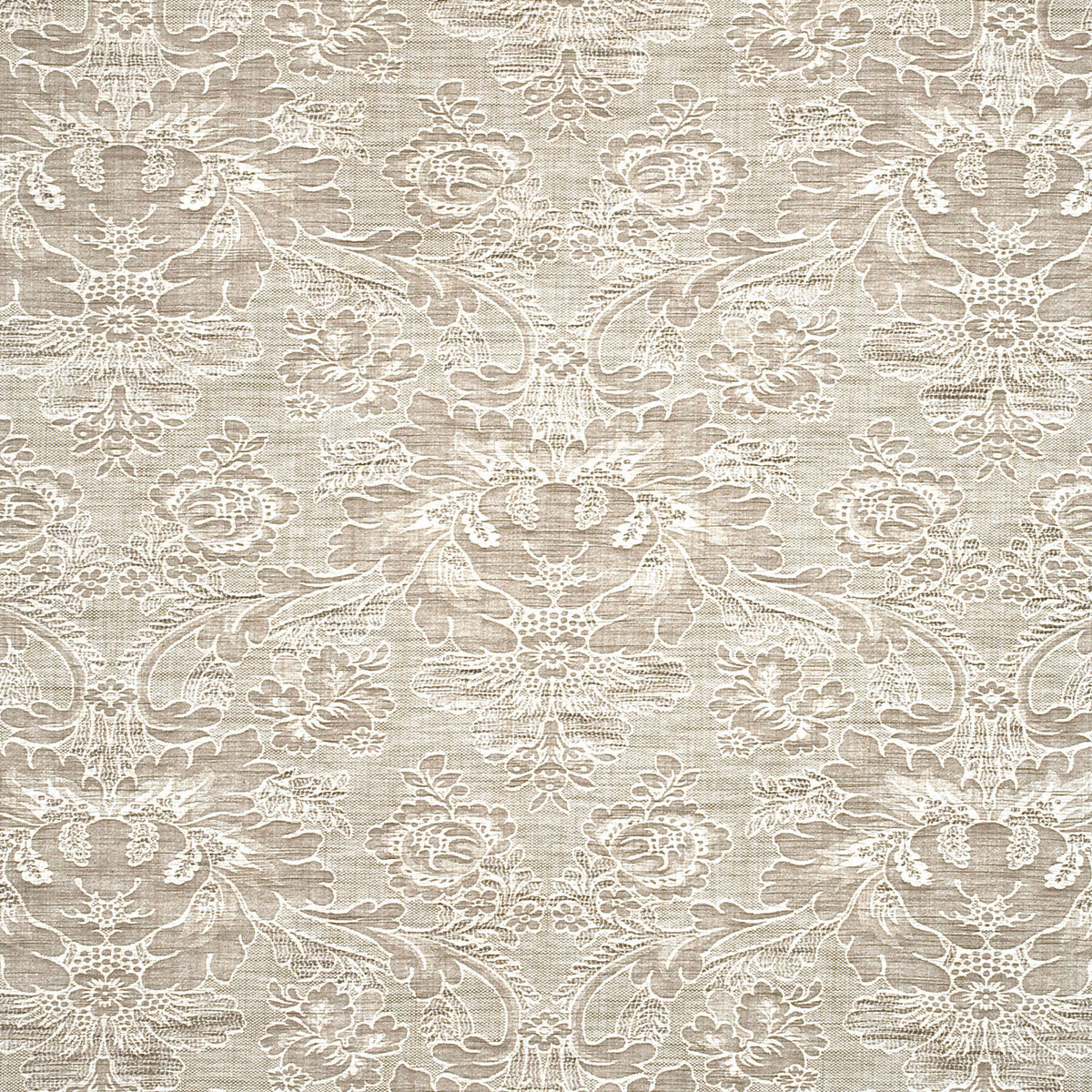 Hartbury Damask Fabric by G P & J Baker in Ivory