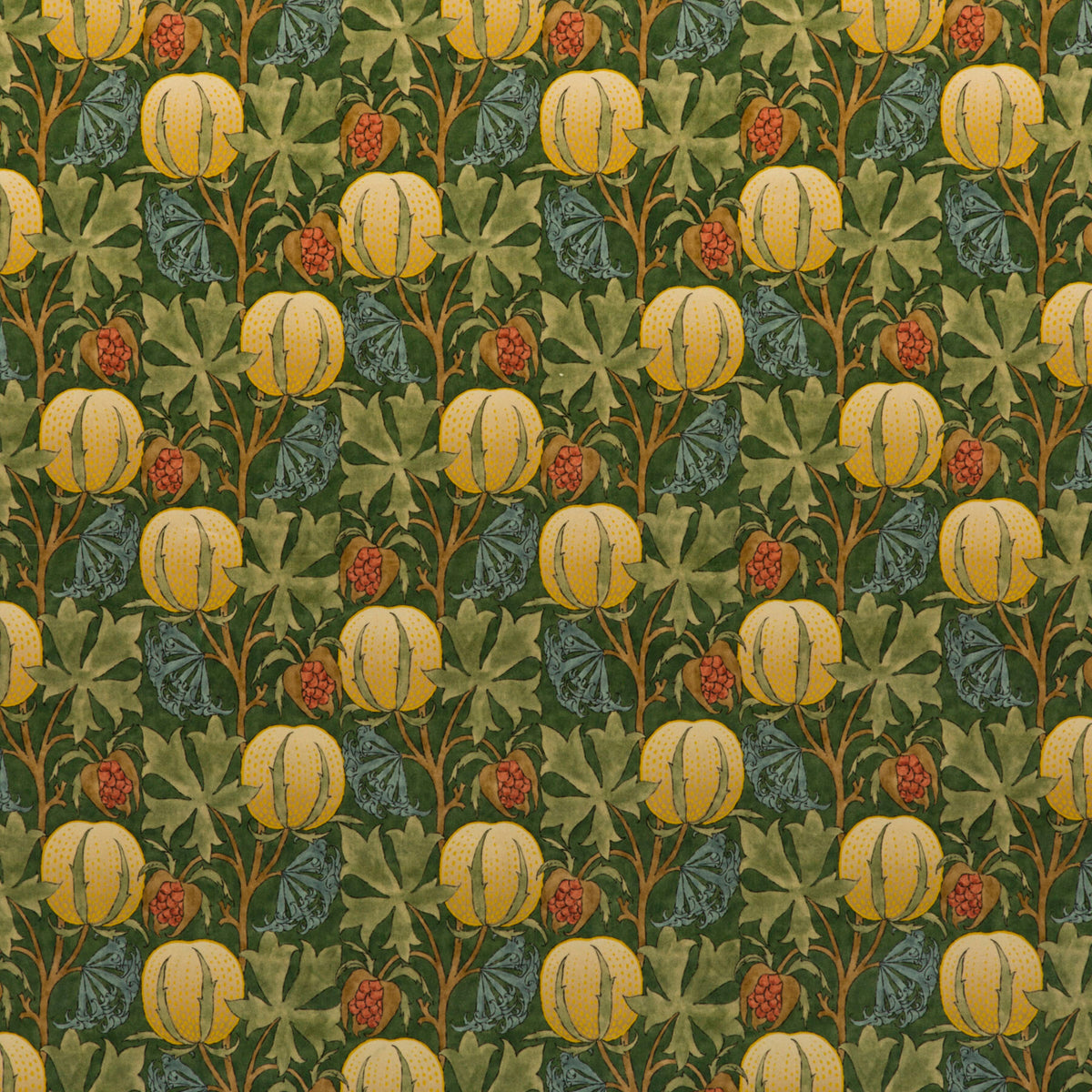 Pumpkins Velvet Fabric by G P & J Baker in Green/Terracotta