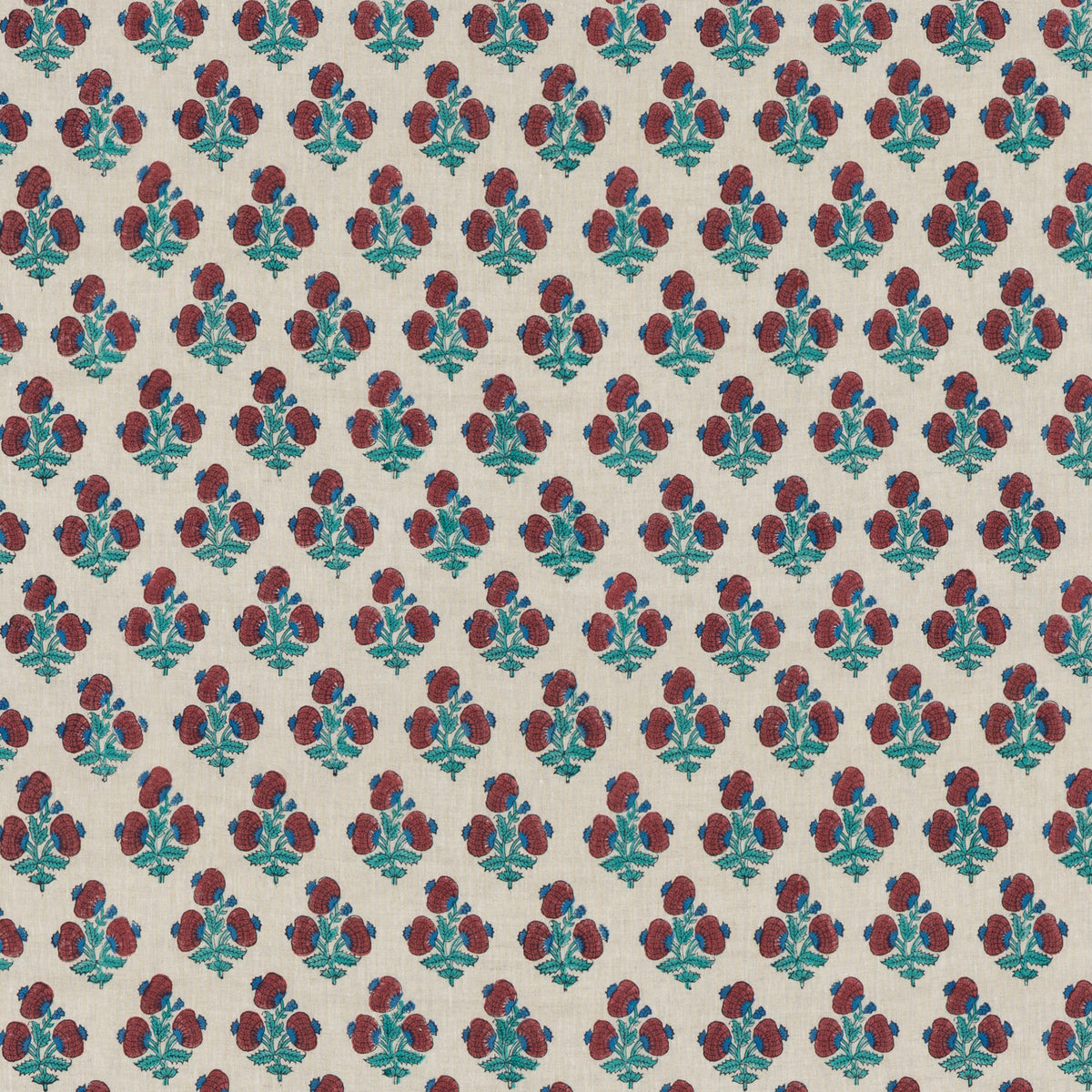Jaipur Poppy Fabric by G P & J Baker in Red/Blue