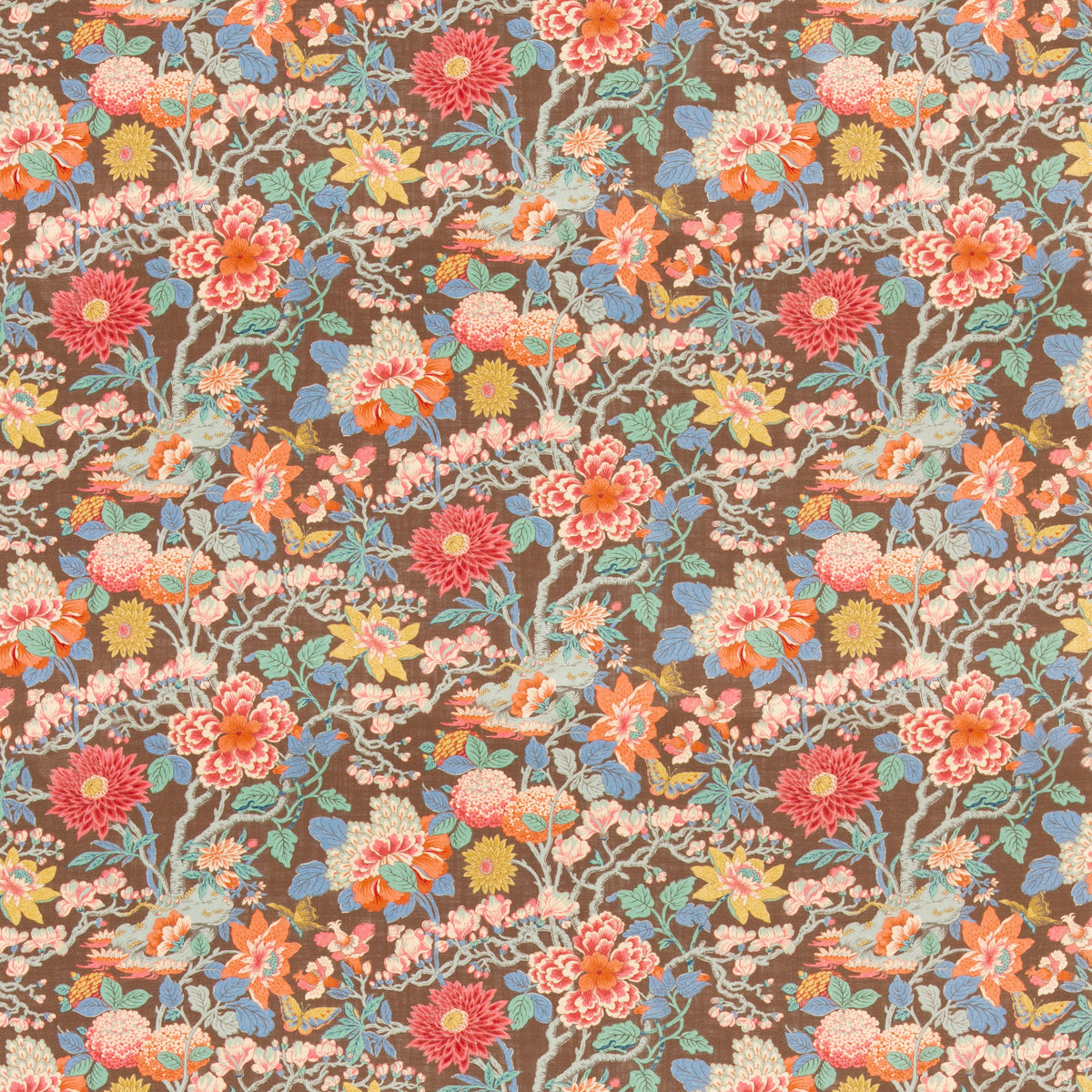 Little Magnolia Fabric by G P & J Baker in Espresso