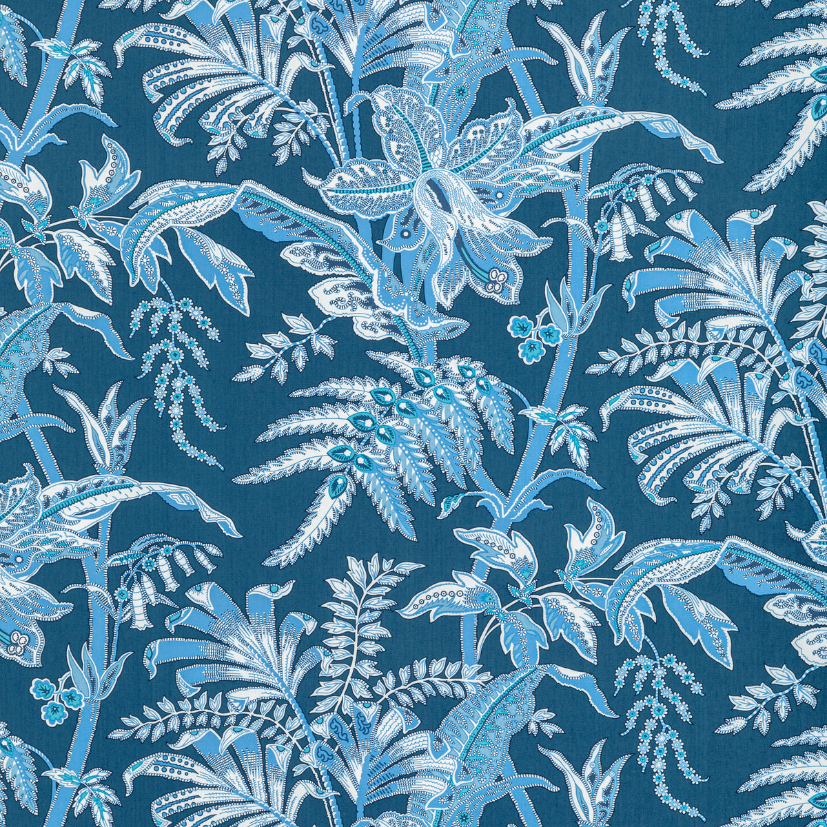 Seychelles Cotton Print Fabric by Brunschwig & Fils in Navy
