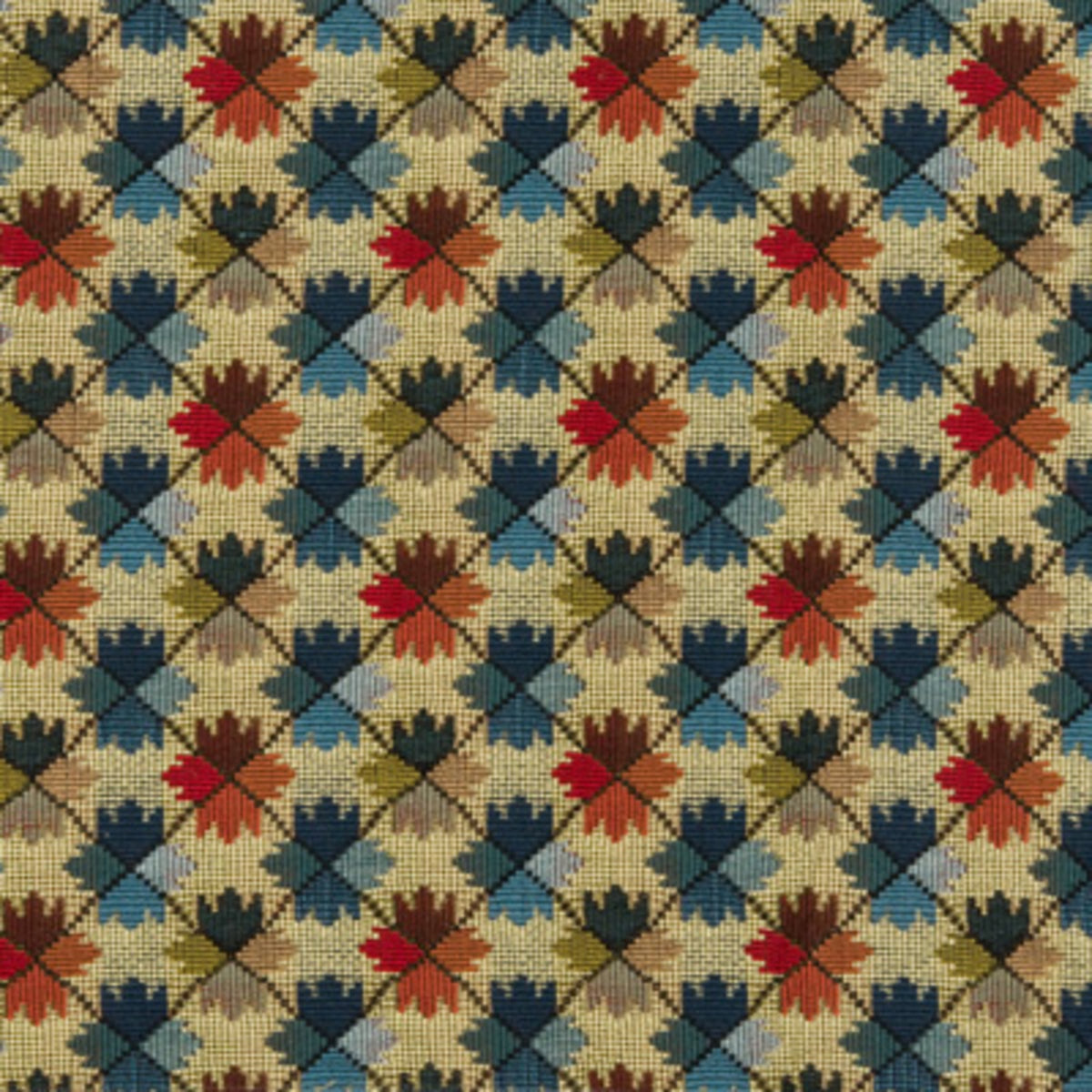Oatlands Tapestry Fabric by Brunschwig & Fils in Blue/Red
