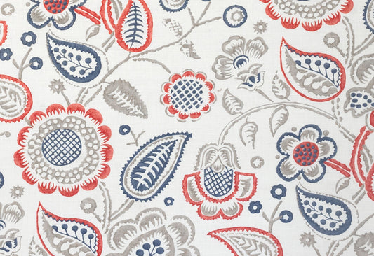 Bepton Fabric by Titley & Marr in Navy, Red & Dove