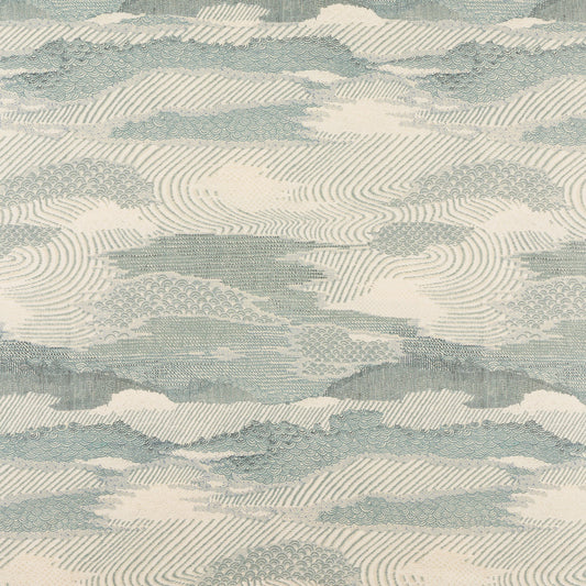 Chinese Landscape Outdoor Fabric by Jennifer Shorto in Celadon
