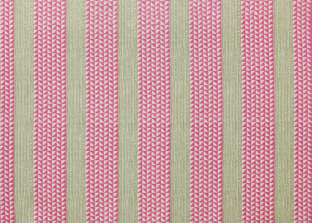 Aegean Stripe Fabric by Carolina Irving in Pink/Green