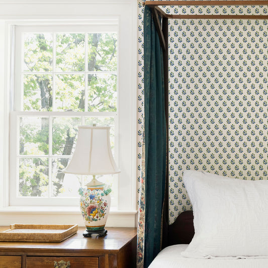 Caroline Wallpaper by Ferrick Mason in Green Blue