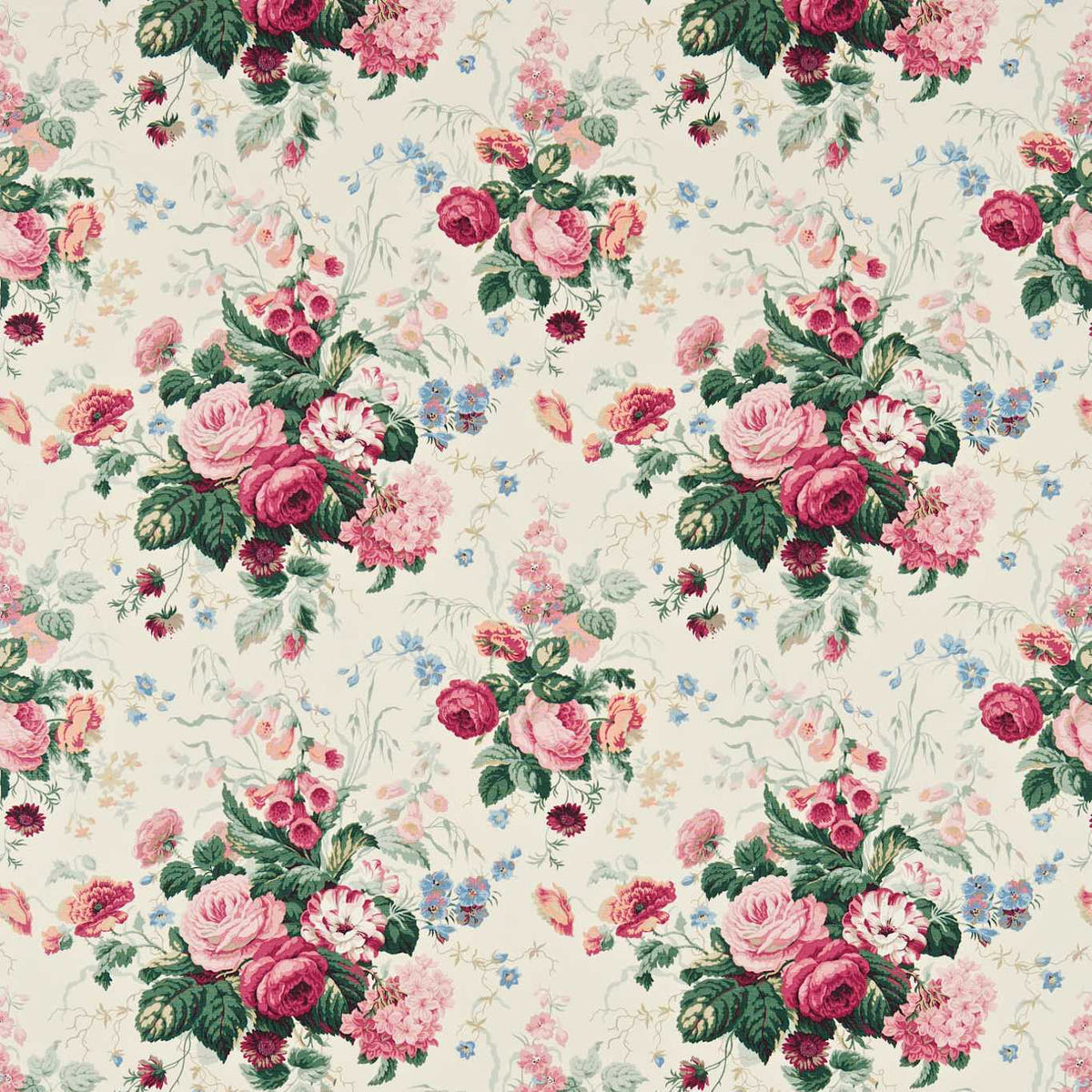 Stapleton Park Cream/Pink fabric by Sanderson