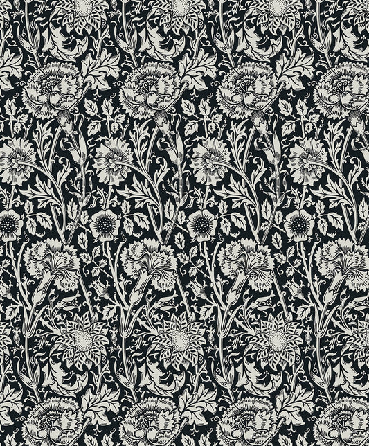 Seabrook Legacy Prints Tonal Floral Trail Wallpaper - Ebony