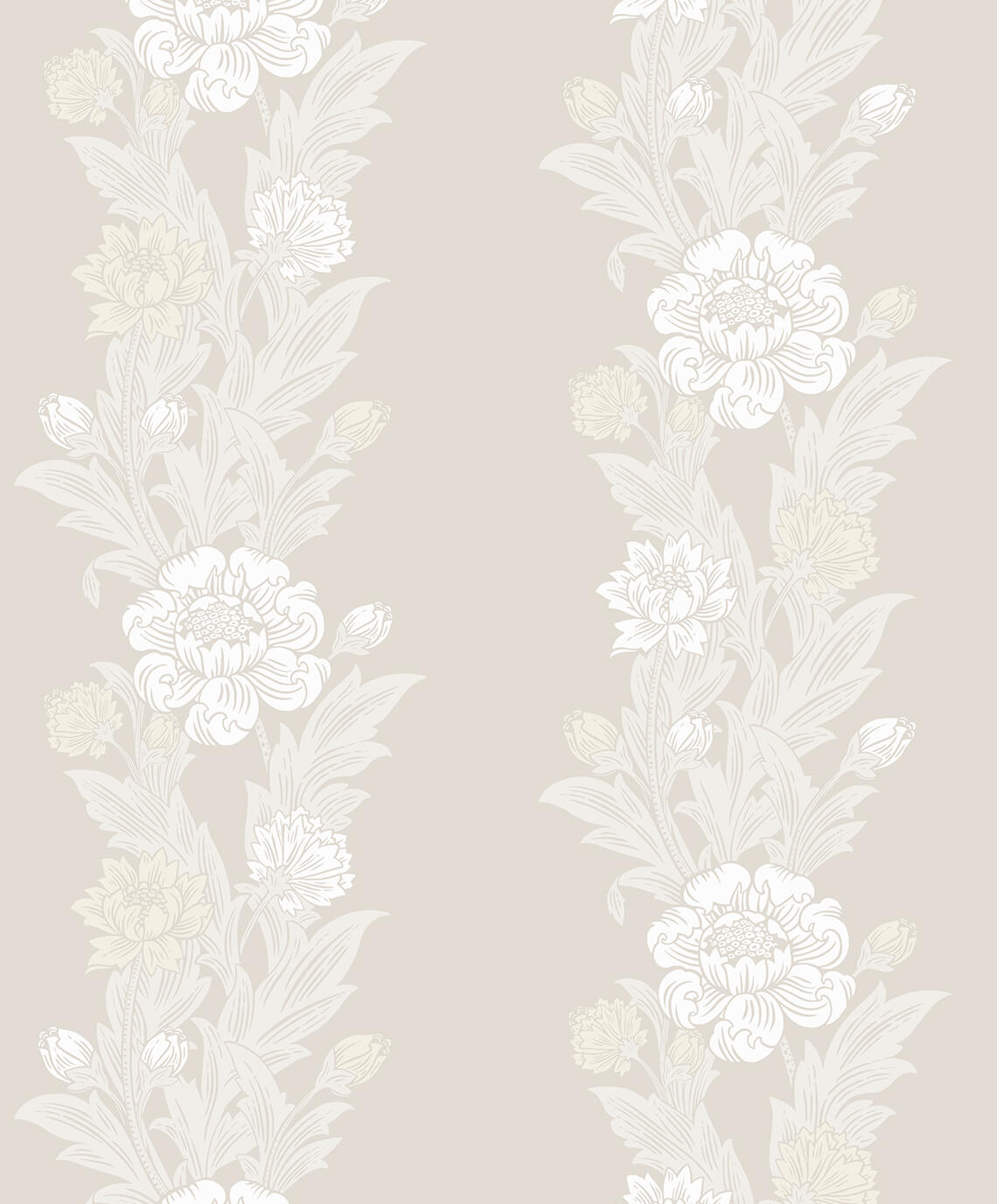 Seabrook Legacy Prints Blooming Stripe Wallpaper - Swiss Coffee